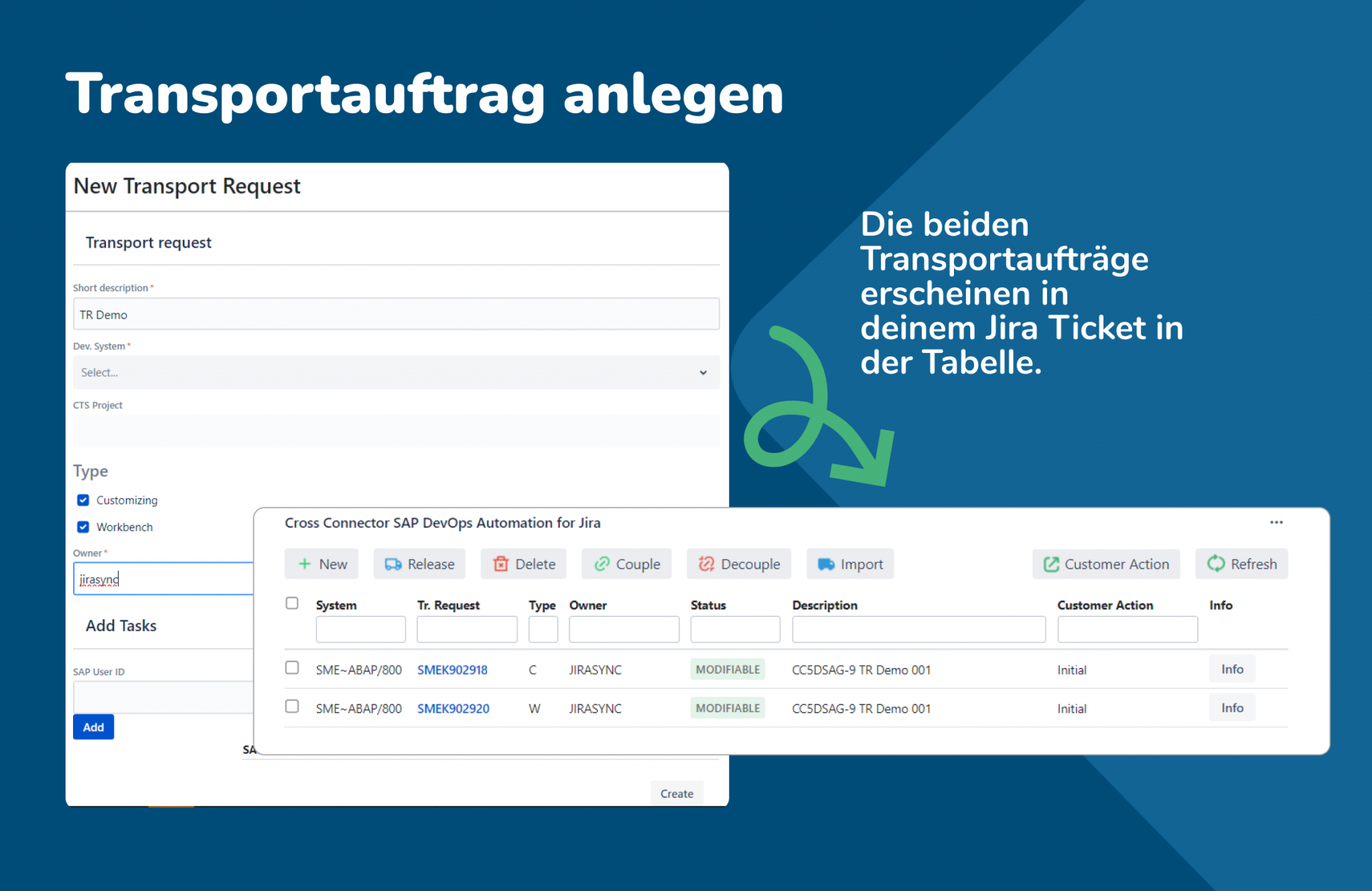 Transportauftrag anlegen
