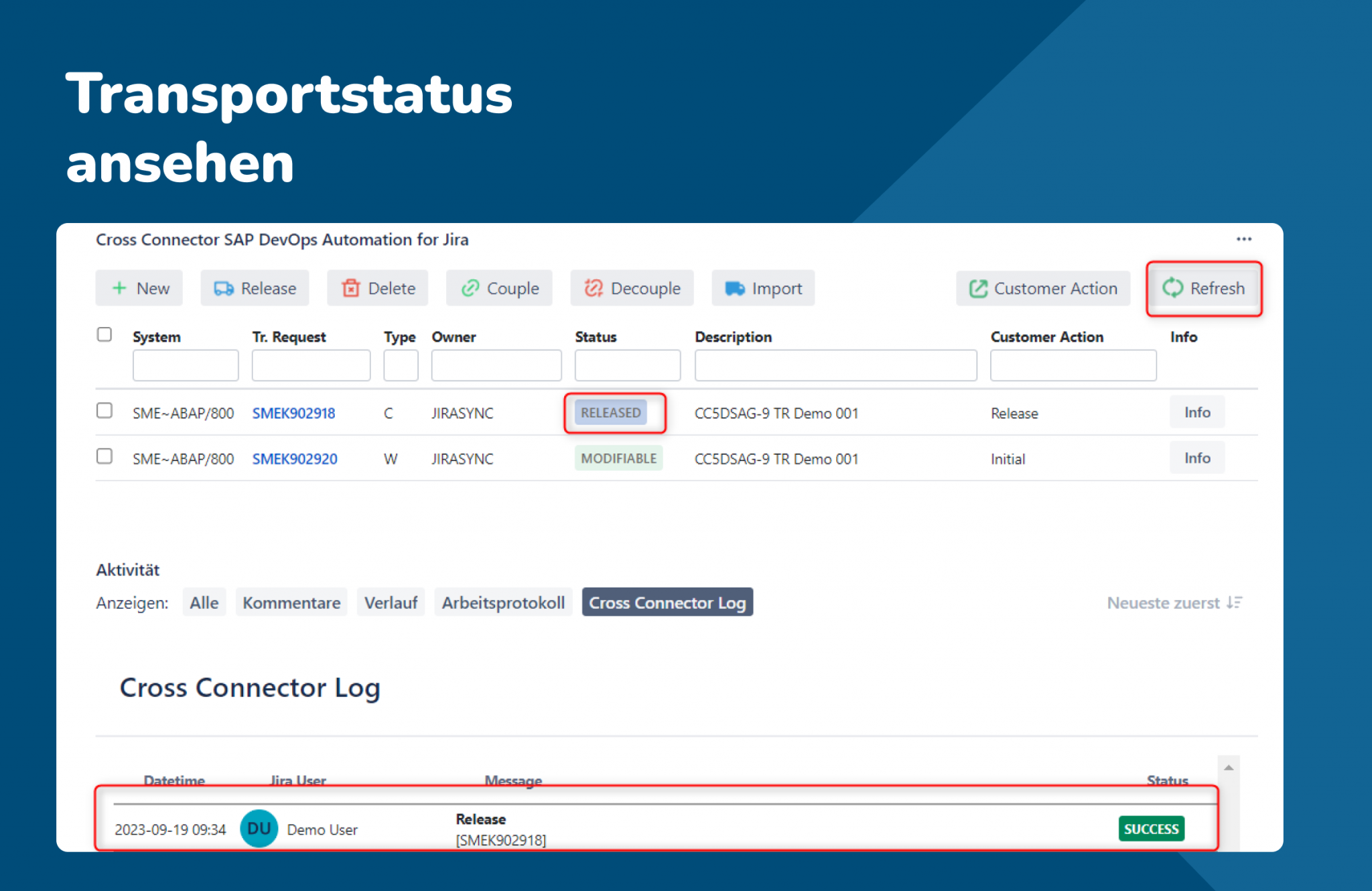 Transportstatus ansehen