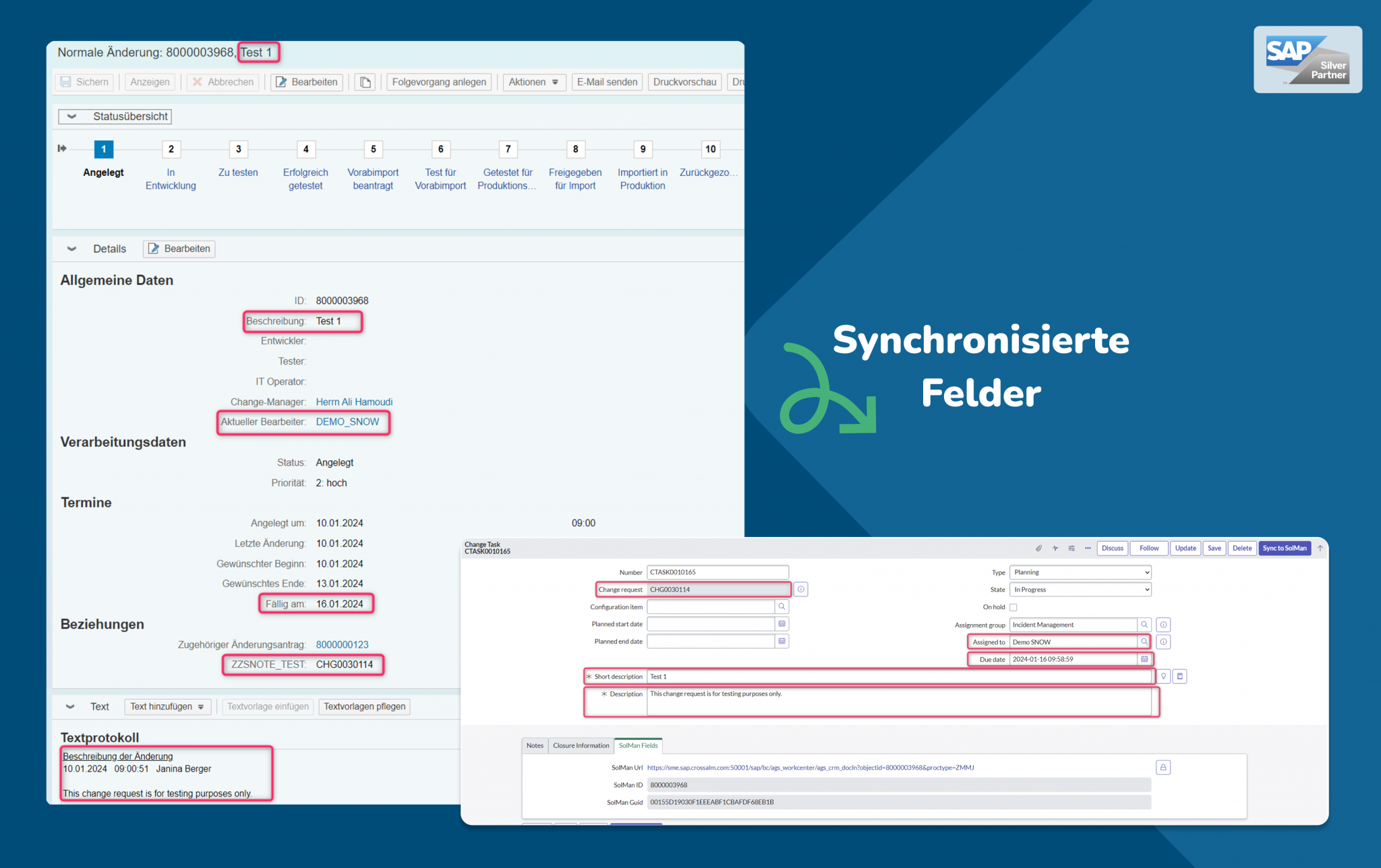 Synchronisierte Felder